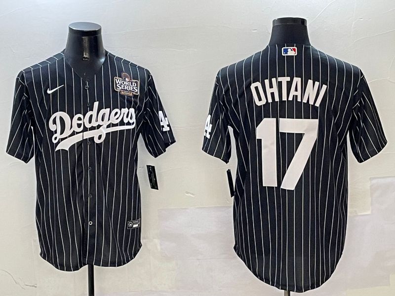 Men Los Angeles Dodgers #17 Ohtani Black Stripe Jointly Name 2025 Nike MLB Jersey style 4->los angeles dodgers->MLB Jersey